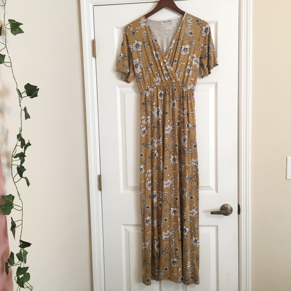 NWOT Citrus & Lemon Floral Maxi Dress